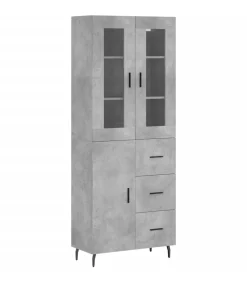 Clearance Hoge kast 69,5x34x180 cm bewerkt hout betongrijs Meubels