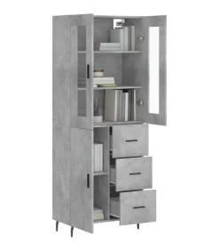 Clearance Hoge kast 69,5x34x180 cm bewerkt hout betongrijs Meubels