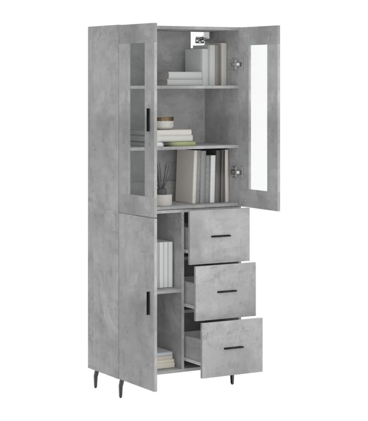 Clearance Hoge kast 69,5x34x180 cm bewerkt hout betongrijs Meubels