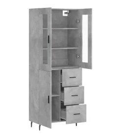 Clearance Hoge kast 69,5x34x180 cm bewerkt hout betongrijs Meubels