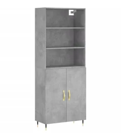 Clearance Hoge kast 69,5x34x180 cm bewerkt hout betongrijs Meubels