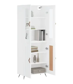 Clearance Hoge kast 69,5x34x180 cm bewerkt hout wit Meubels