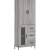 Clearance Hoge kast 69,5x34x180 cm bewerkt hout grijs sonoma eikenkleurig Meubels