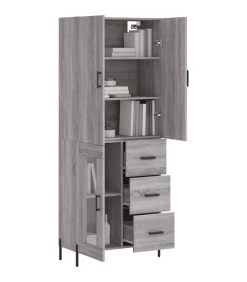 Clearance Hoge kast 69,5x34x180 cm bewerkt hout grijs sonoma eikenkleurig Meubels