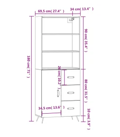 Online Hoge kast 69,5x34x180 cm bewerkt hout grijs sonoma eikenkleurig Meubels