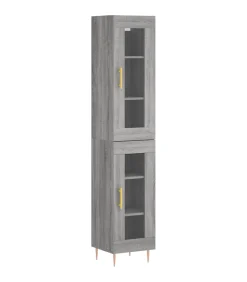Best Hoge kast 34,5x34x180 cm bewerkt hout grijs sonoma eikenkleurig Meubels