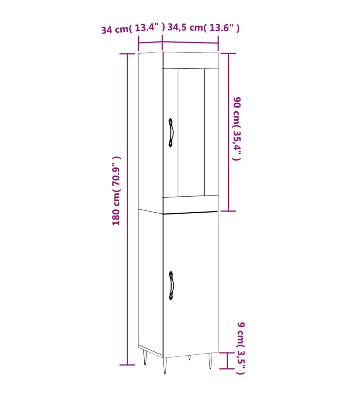 Online Hoge kast 34,5x34x180 cm bewerkt hout betongrijs Meubels