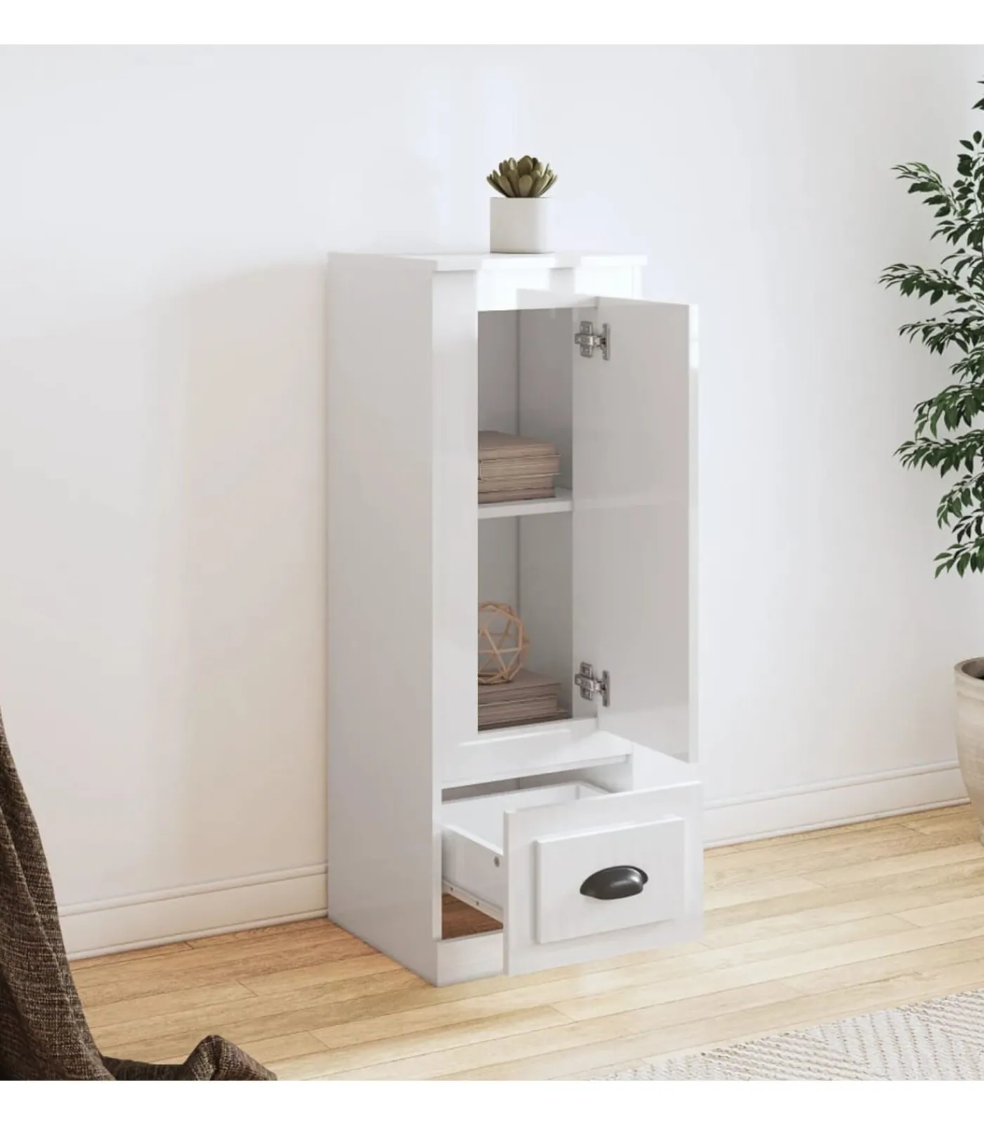 Sale Hoge kast 36x35,5x103,5 cm bewerkt hout hoogglans wit Meubels