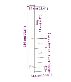 Online Hoge kast 34,5x34x180 cm bewerkt hout betongrijs Meubels
