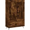 Clearance Hoge kast 69,5x31x115 cm bewerkt hout gerookt eikenkleurig Meubels