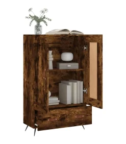 Clearance Hoge kast 69,5x31x115 cm bewerkt hout gerookt eikenkleurig Meubels