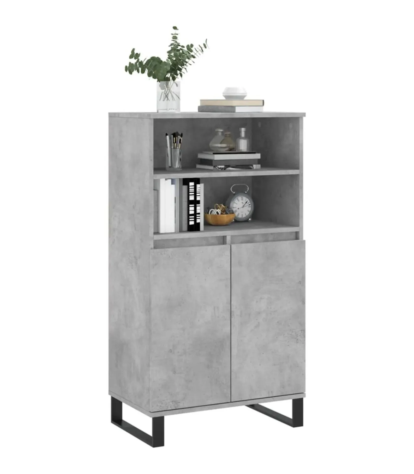 Clearance Hoge kast 60x36x110 cm bewerkt hout betongrijs Meubels