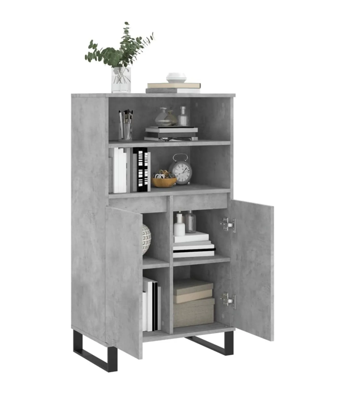 Clearance Hoge kast 60x36x110 cm bewerkt hout betongrijs Meubels