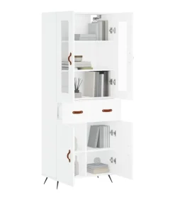 Hoge kast 69,5x34x180 cm bewerkt hout wit Meubels