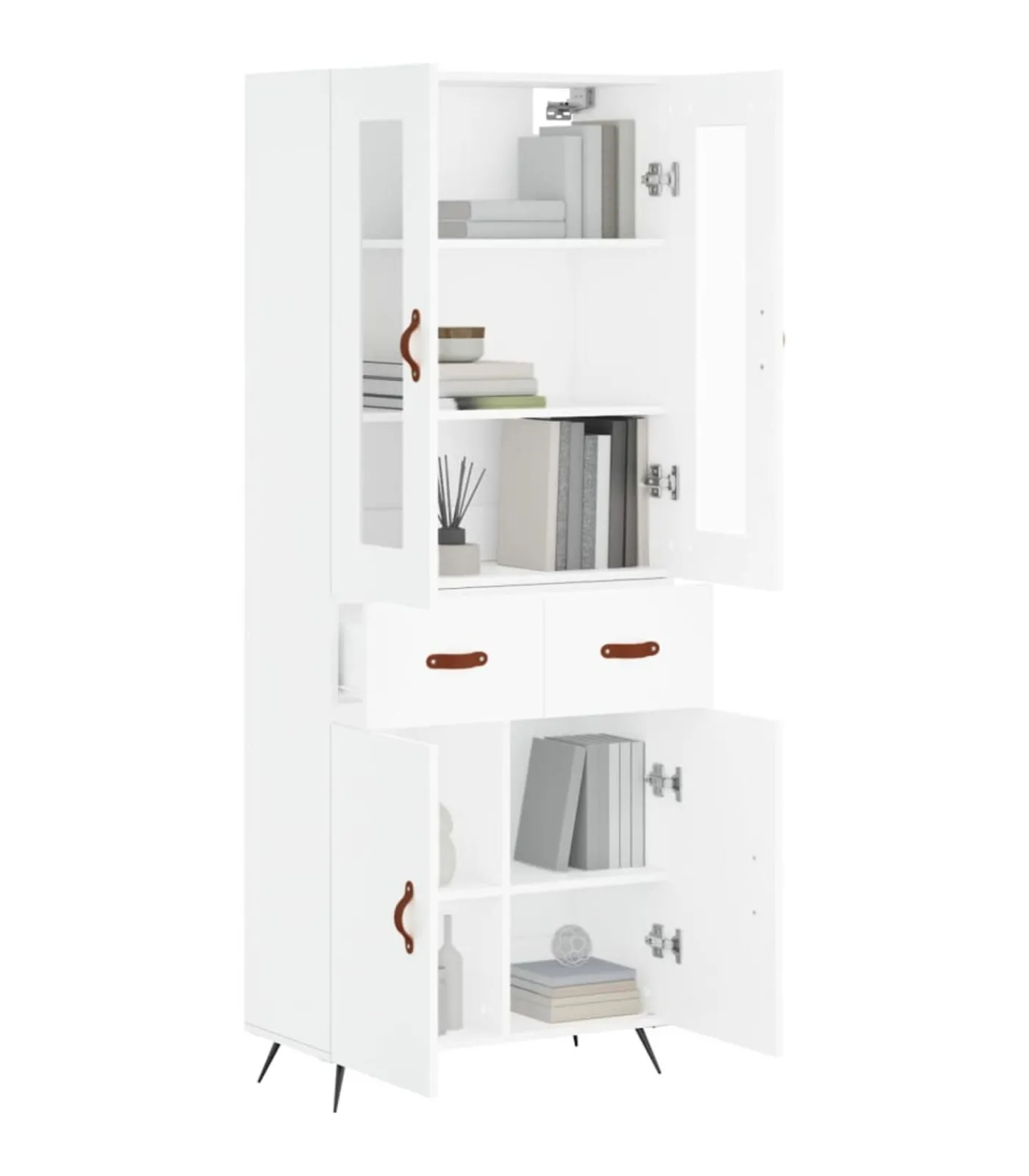 Hoge kast 69,5x34x180 cm bewerkt hout wit Meubels