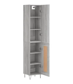 Clearance Hoge kast 34,5x34x180 cm bewerkt hout grijs sonoma eikenkleurig Meubels