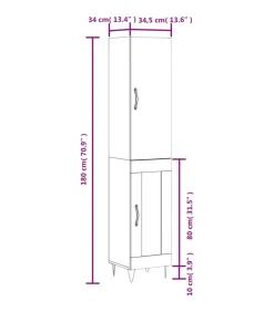 Clearance Hoge kast 34,5x34x180 cm bewerkt hout grijs sonoma eikenkleurig Meubels