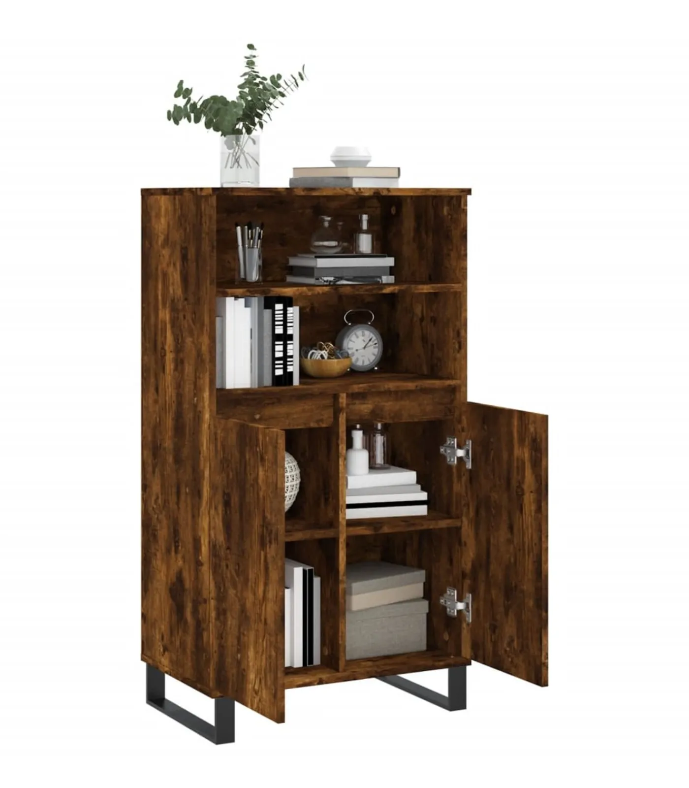 Clearance Hoge kast 60x36x110 cm bewerkt hout gerookt eikenkleurig Meubels