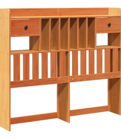 Online Hoofdbord met opbergruimte 120 cm massief grenenhout wasbruin Bedden