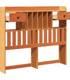 Online Hoofdbord met opbergruimte 120 cm massief grenenhout wasbruin Bedden