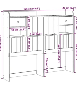 Online Hoofdbord met opbergruimte 120 cm massief grenenhout wasbruin Bedden