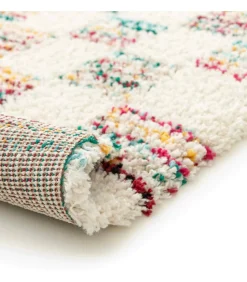 Hot Hoogpolig vloerkleed met veelkleurig vierkant patroon 120 x 170 cm Tapijten