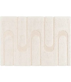 Clearance Hoogpolig vloerkleed met ecru geometrisch patroon 160 x 230 cm Tapijten