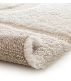 Clearance Hoogpolig vloerkleed met ecru geometrisch patroon 160 x 230 cm Tapijten