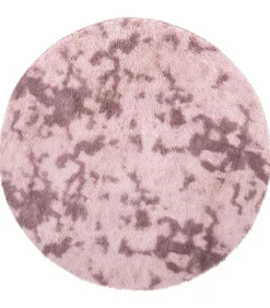 Discount Hoogpolig vloerkleed NAVARRA 120x120 cm polyester stoffig roze Tapijten