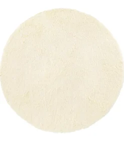 Online Hoogpolig vloerkleed NAVARRA 200x200 cm polyester crèmekleurig Tapijten