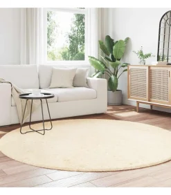 Online Hoogpolig vloerkleed NAVARRA 200x200 cm polyester crèmekleurig Tapijten