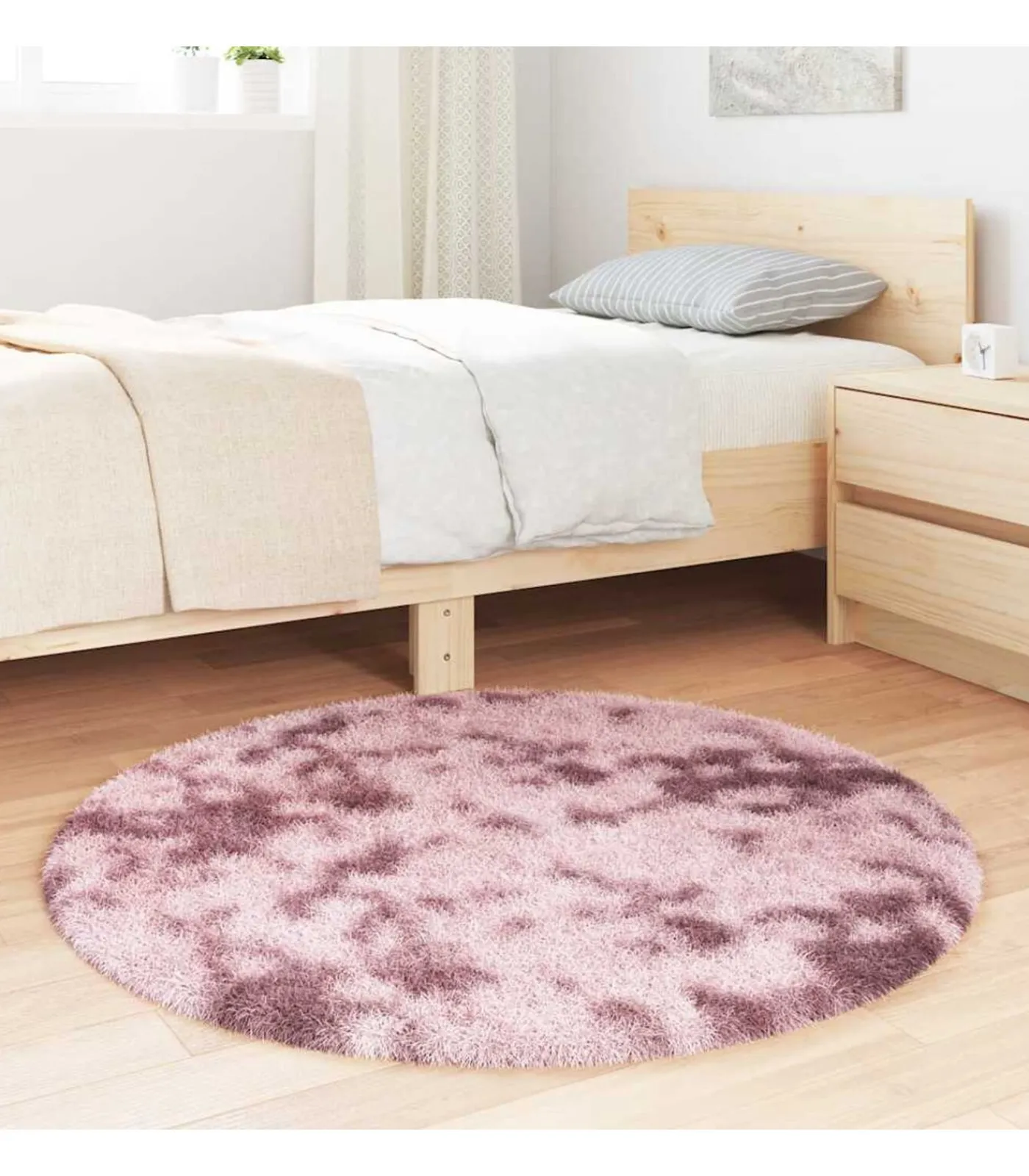 Hoogpolig vloerkleed NAVARRA 100x100 cm polyester stoffig roze Tapijten