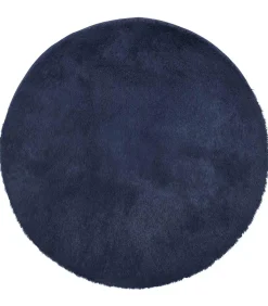 Clearance Hoogpolig vloerkleed NAVARRA 160x160 cm polyester marineblauw Tapijten