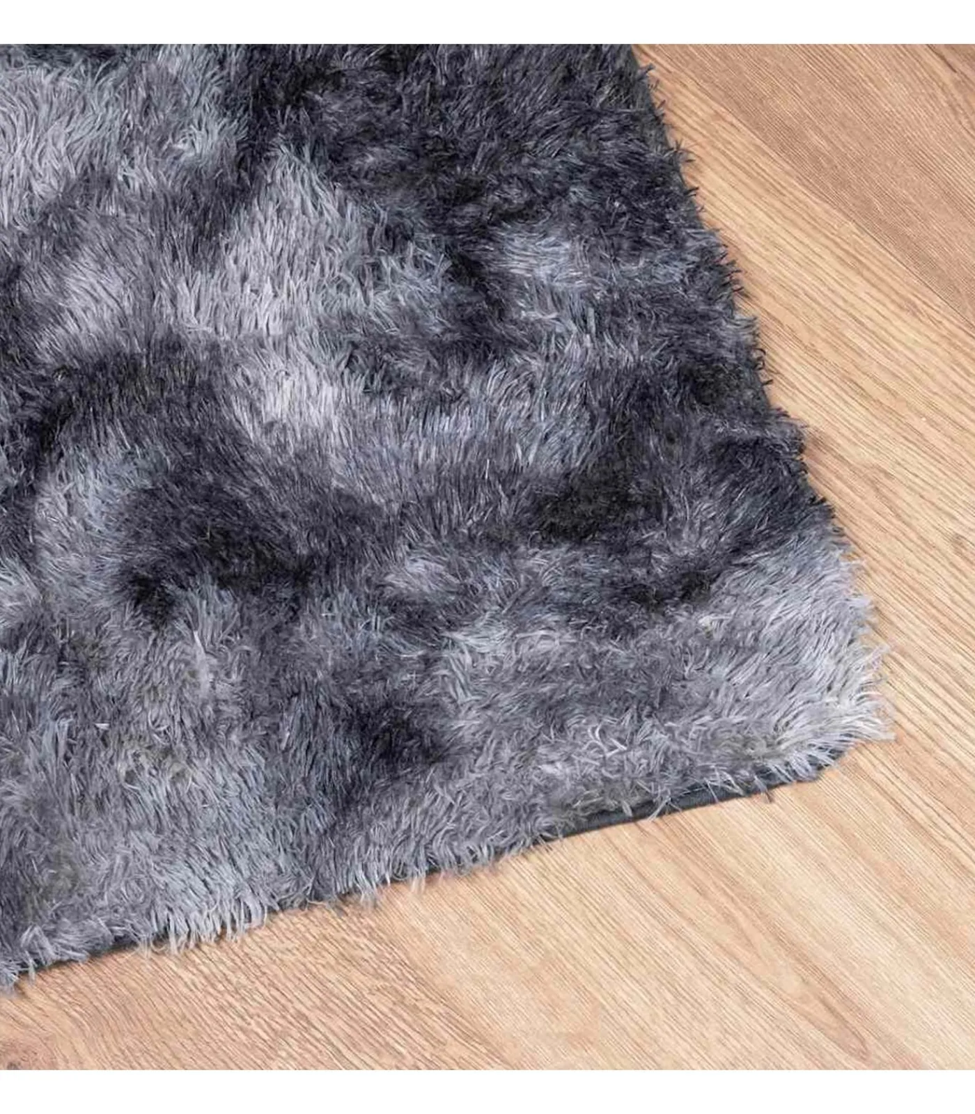 Hoogpolig vloerkleed NAVARRA 120x120 cm polyester donkergrijs Tapijten