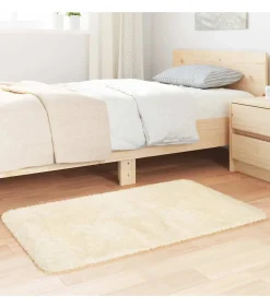 Outlet Hoogpolig vloerkleed NAVARRA 60x100 cm polyester crèmekleurig Tapijten