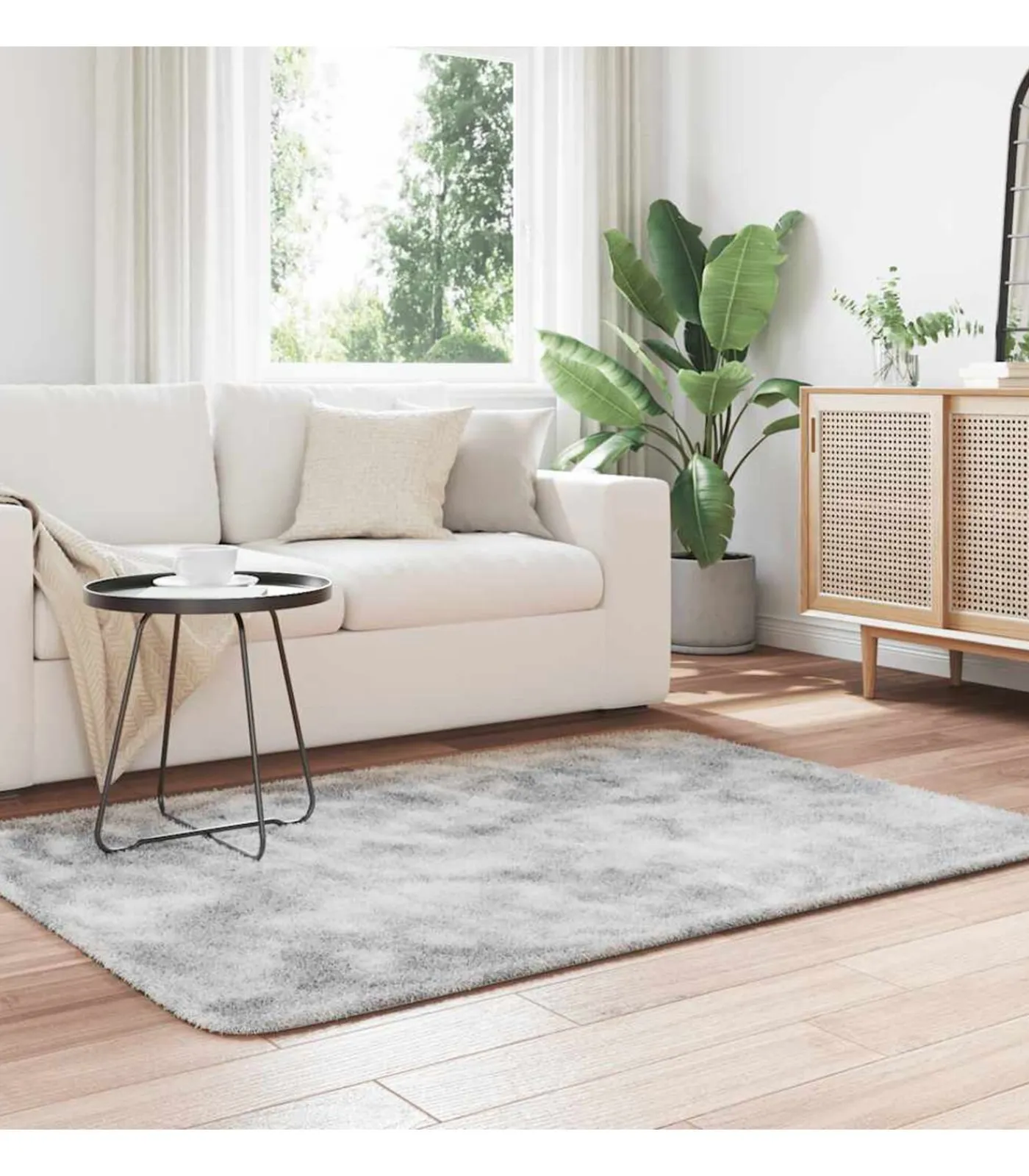 Outlet Hoogpolig vloerkleed NAVARRA 120x170 cm polyester zilvergrijs Tapijten