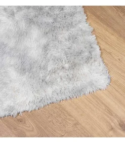Outlet Hoogpolig vloerkleed NAVARRA 120x170 cm polyester zilvergrijs Tapijten