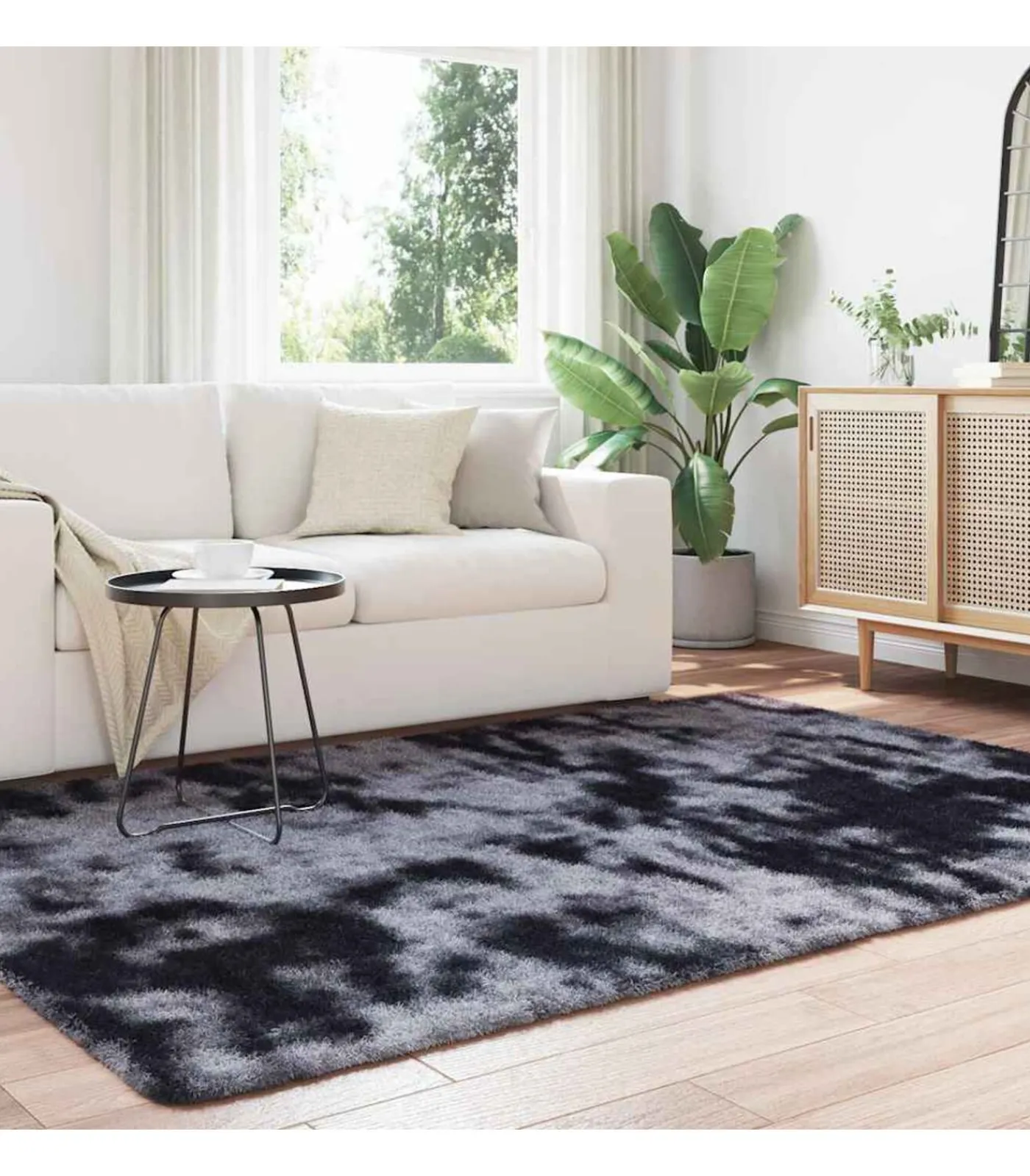 New Hoogpolig vloerkleed NAVARRA 160x230 cm polyester donkergrijs Tapijten