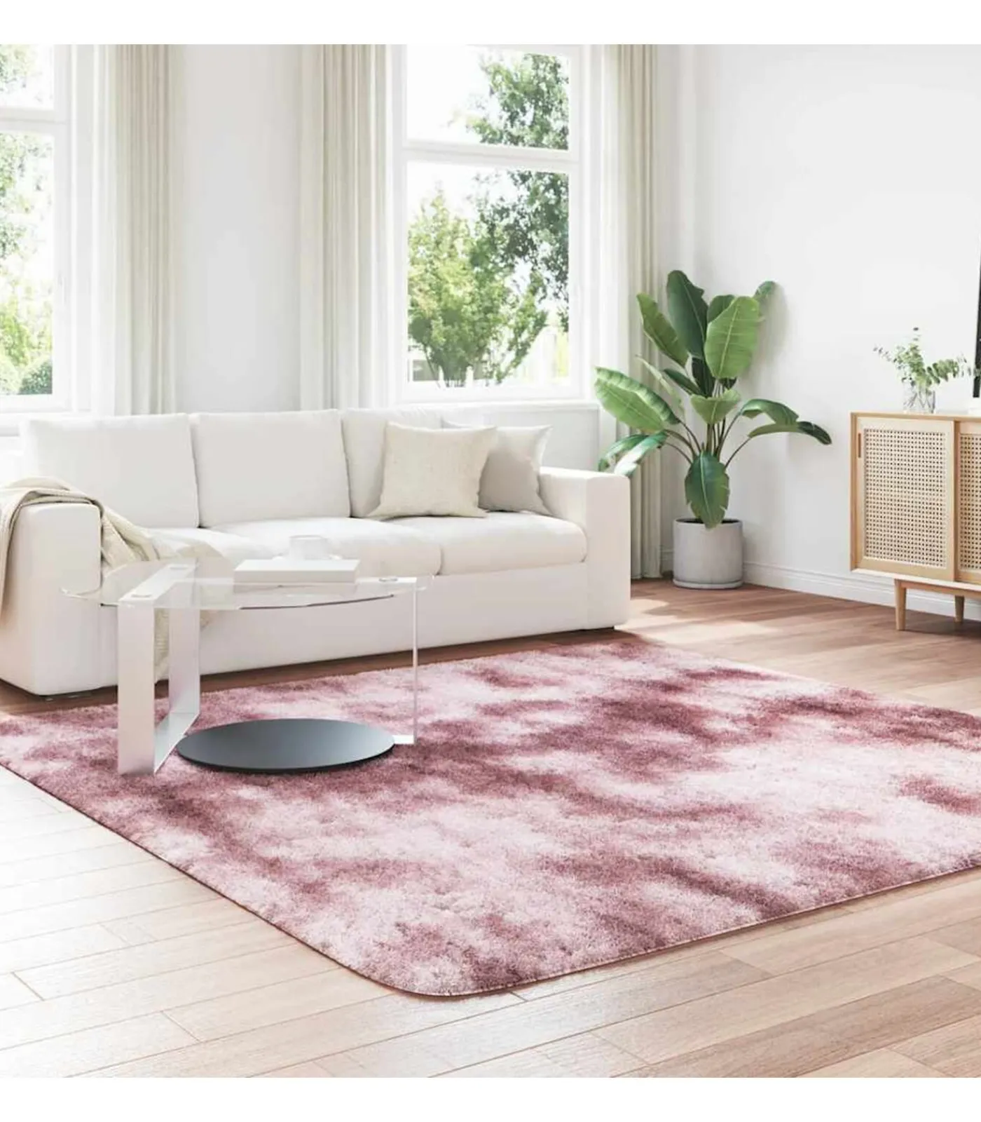 Hot Hoogpolig vloerkleed NAVARRA 240x240 cm polyester stoffig roze Tapijten