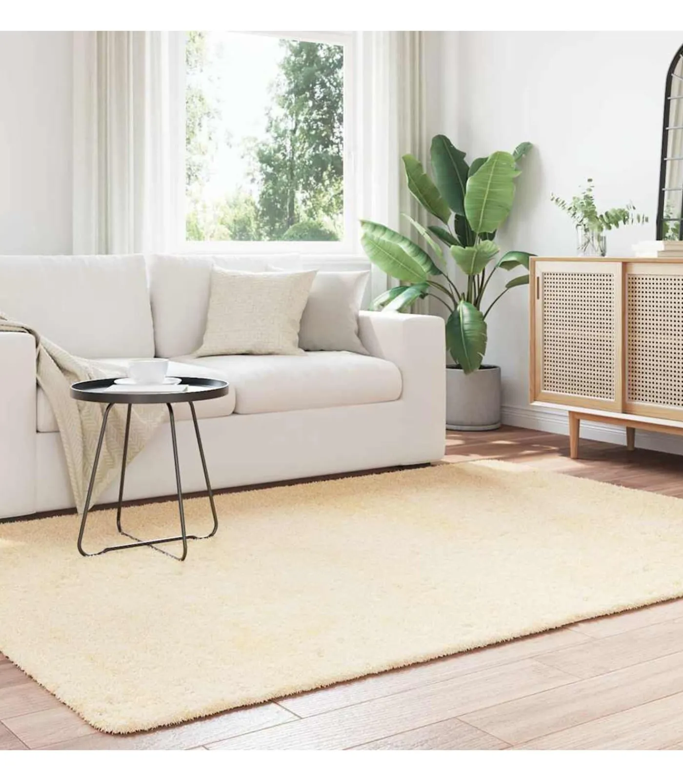 Hoogpolig vloerkleed NAVARRA 160x230 cm polyester crèmekleurig Tapijten