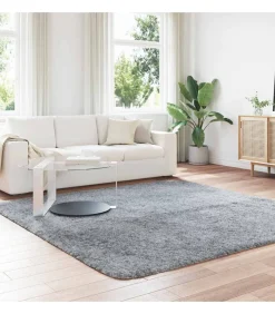 Outlet Hoogpolig vloerkleed NAVARRA 240x240 cm polyester lichtgrijs Tapijten