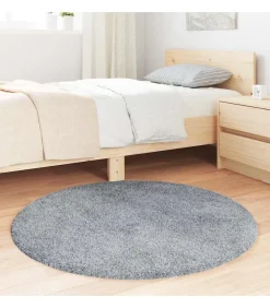 Outlet Hoogpolig vloerkleed NAVARRA 100x100 cm polyester lichtgrijs Tapijten