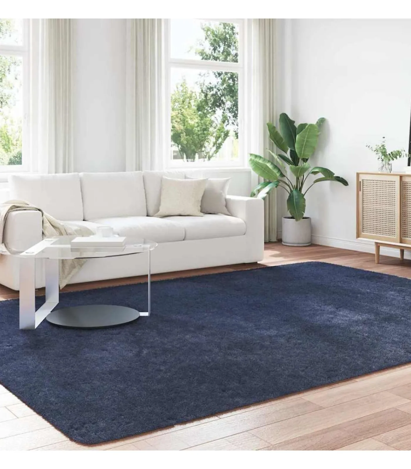 Clearance Hoogpolig vloerkleed NAVARRA 240x340 cm polyester marineblauw Tapijten