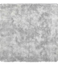 Outlet Hoogpolig vloerkleed NAVARRA 120x120 cm polyester zilvergrijs Tapijten