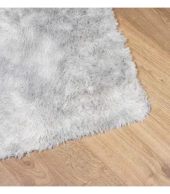 Discount Hoogpolig vloerkleed NAVARRA 160x160 cm polyester zilvergrijs Tapijten