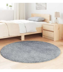 Hoogpolig vloerkleed NAVARRA 120x120 cm polyester lichtgrijs Tapijten