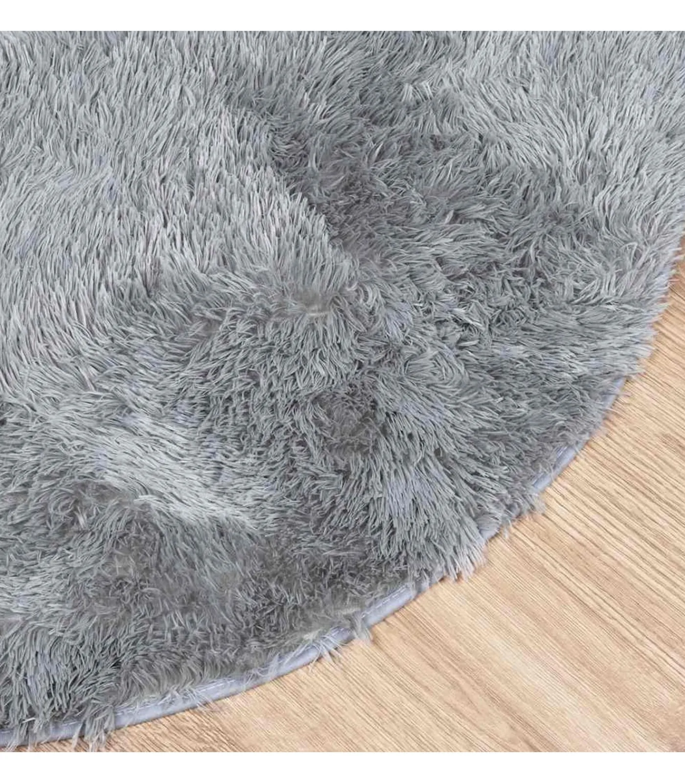 Hoogpolig vloerkleed NAVARRA 120x120 cm polyester lichtgrijs Tapijten