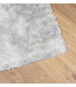 Sale Hoogpolig vloerkleed NAVARRA 130x200 cm polyester zilvergrijs Tapijten