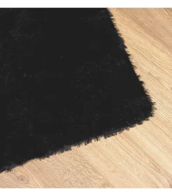 Outlet Hoogpolig vloerkleed NAVARRA 80x150 cm polyester zwart Tapijten