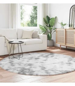 Discount Hoogpolig vloerkleed NAVARRA 200x200 cm polyester zilvergrijs Tapijten